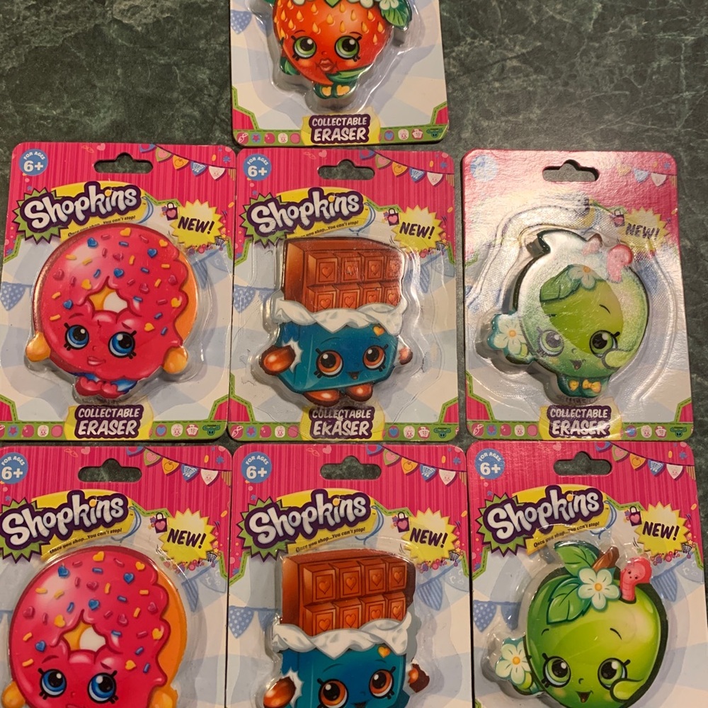 Lot Of (7) Mini SHOPKINS Erasers BRAND NEW